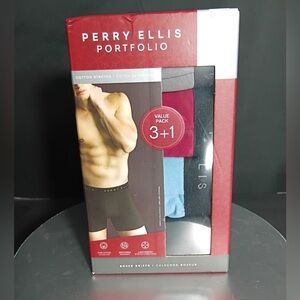 Perry Ellis Portfolio Boxer Briefs 3+1 Pack - Black, Blue, Red